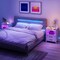 White LED Nightstand Bedside Table with USB Type-C Outlets 2 Drawers & Shelf
